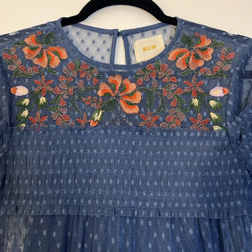 Maeve | Anthropologie Sarama embroidered swiss dot tunic dress Women’s size XS - Picture 13 of 13